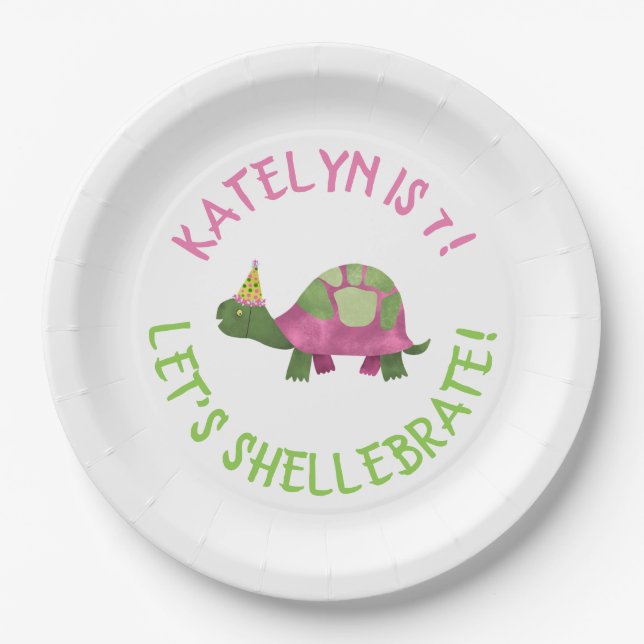 Tortoise Birthday Party Plates - Turtle Birthday (Front)
