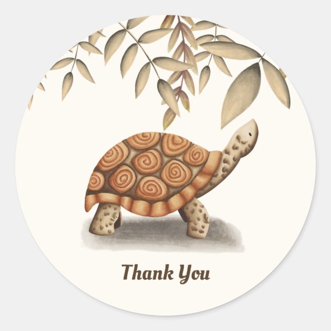Tortoise Birthday Thank You Classic Round Sticker (Front)