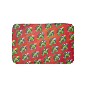 Tortoise Christmas On Red Bath Mat