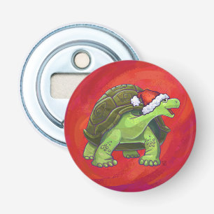 Tortoise Christmas On Red Bottle Opener