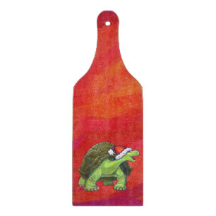 Tortoise Christmas On Red Cutting Board