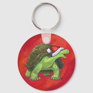 Tortoise Christmas On Red Key Ring