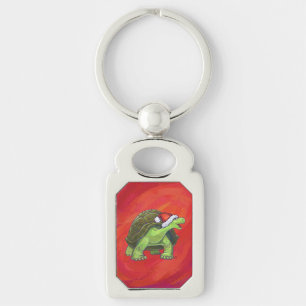 Tortoise Christmas On Red Key Ring