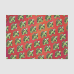 Tortoise Christmas On Red Tissue Paper
