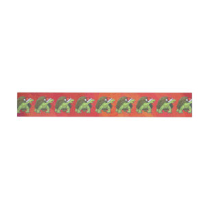 Tortoise Christmas On Red Wraparound Address Label
