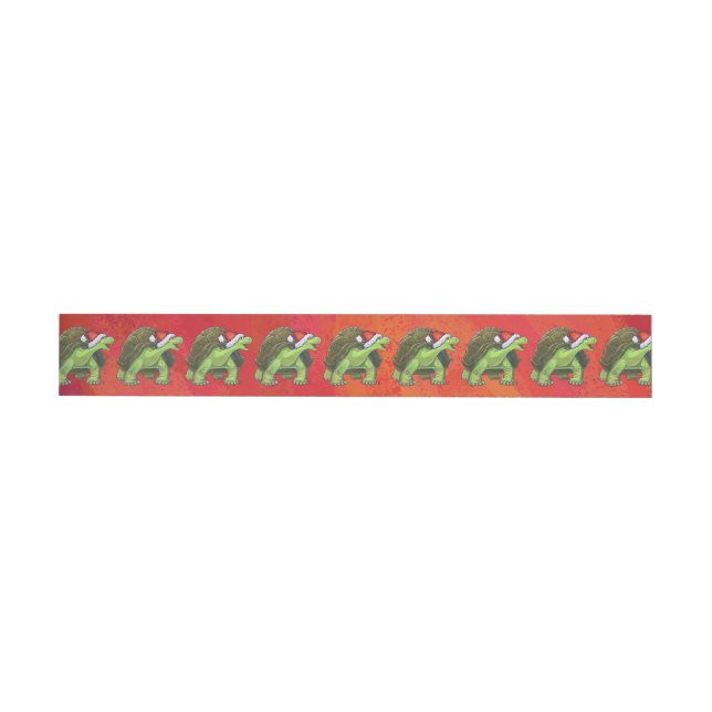 Tortoise Christmas On Red Wraparound Address Label (Individual)