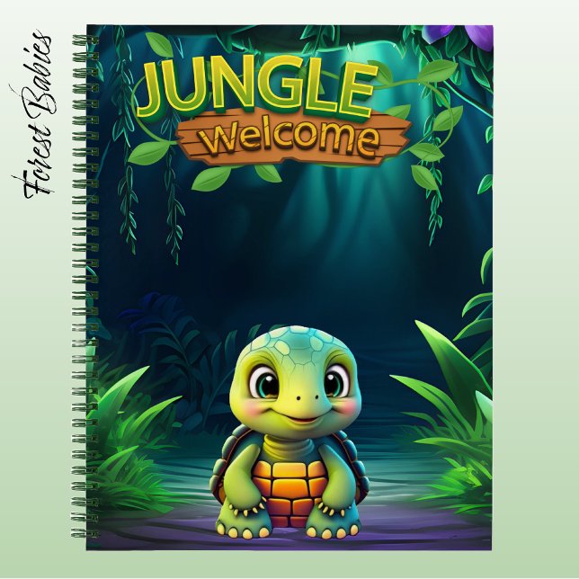 Tortoise Cute Box Turtle Jungle Welcome Animal 🐢 Notebook (Cute Tortoise Stationery, Woodland Wildlife Box Turtle Cartoon Character, Jungle Welcome Notebook 🐢)