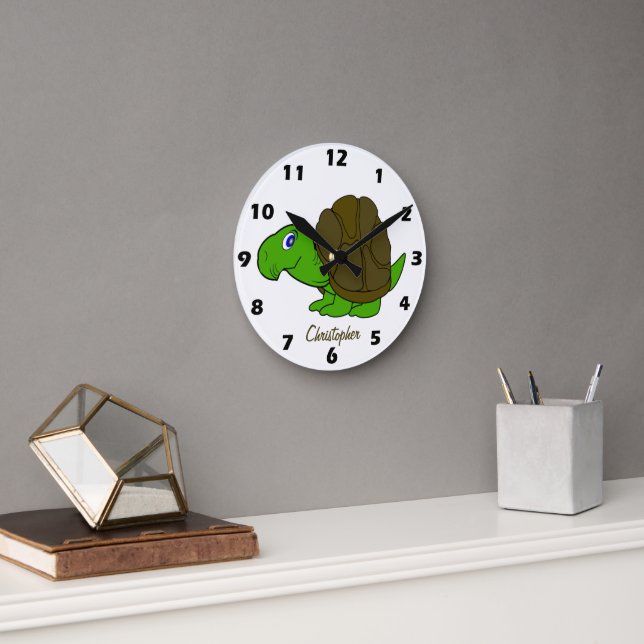 Tortoise Design Personalised Round Clock (Office)