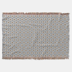 Tortoise Hexagon Pattern Brown Grey Throw Blanket