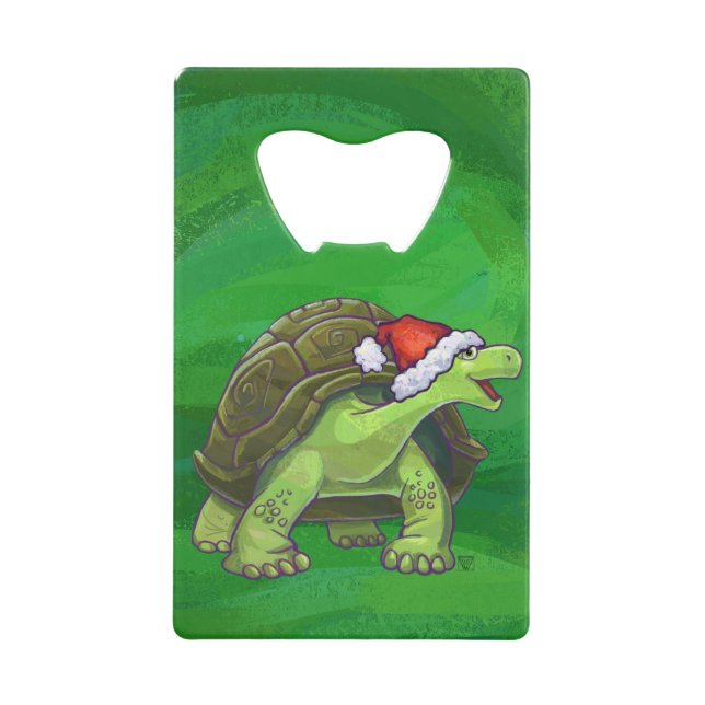 Tortoise in Santa Hat On Green (Front)