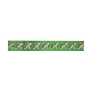 Tortoise in Santa Hat On Green Wraparound Address Label