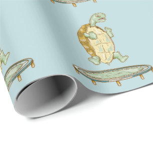 Tortoise on a trampoline wrapping paper