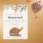 Tortoise Sepia Brown Personalised Birthday Invitation<br><div class="desc">Very beautiful and simple birthday invitation with an illustration of a tortoise in brown colours. The top of the invitation has some foliage in sepia colours. Personalise the text with your own message and click on customise further if necessary. Illustrated and designed by Patricia Alvarez.</div>