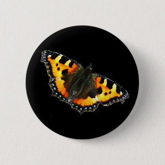 Tortoise shell butterfly 6 cm round badge