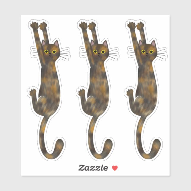 Tortoise Shell Cat Hanging On | Funny Tortie Cat (Sheet)