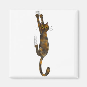 Tortoise Shell Cat Hanging On Funny Tortie Cat Magnet