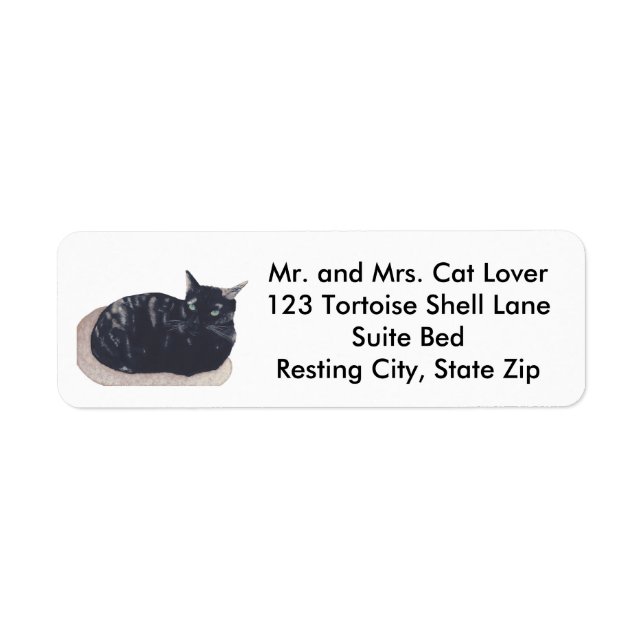 Tortoise Shell Cat Resting Address Labels (Front)