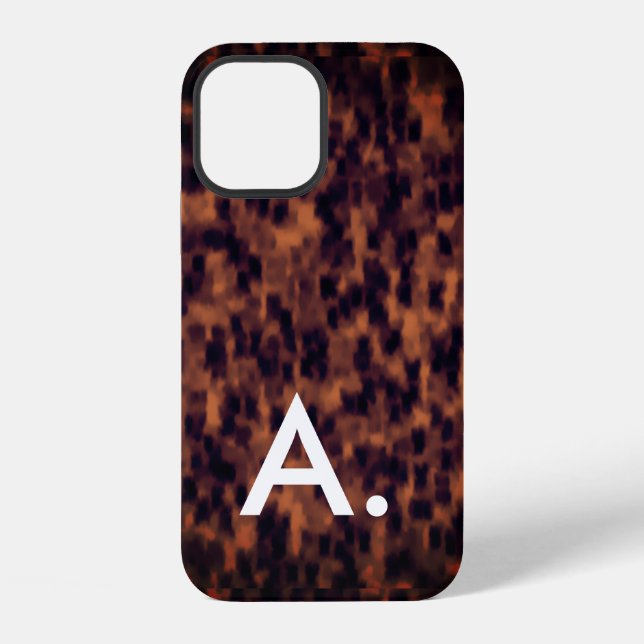 Tortoise Shell Pattern Animal Print Custom Initial iPhone Case (Back)
