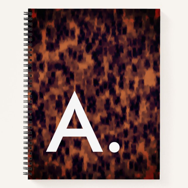 Tortoise Shell Pattern Animal Print Custom Initial Notebook (Front)