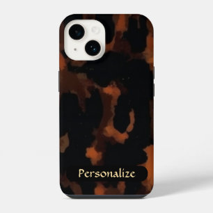 Tortoise Shell Pattern Brown Black Elegant Chic iPhone 14 Case