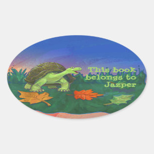 Tortoise Stationery Oval Sticker