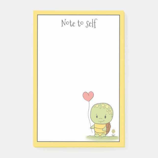Tortoise With A Balloon Personalised Post-it Notes (Front)
