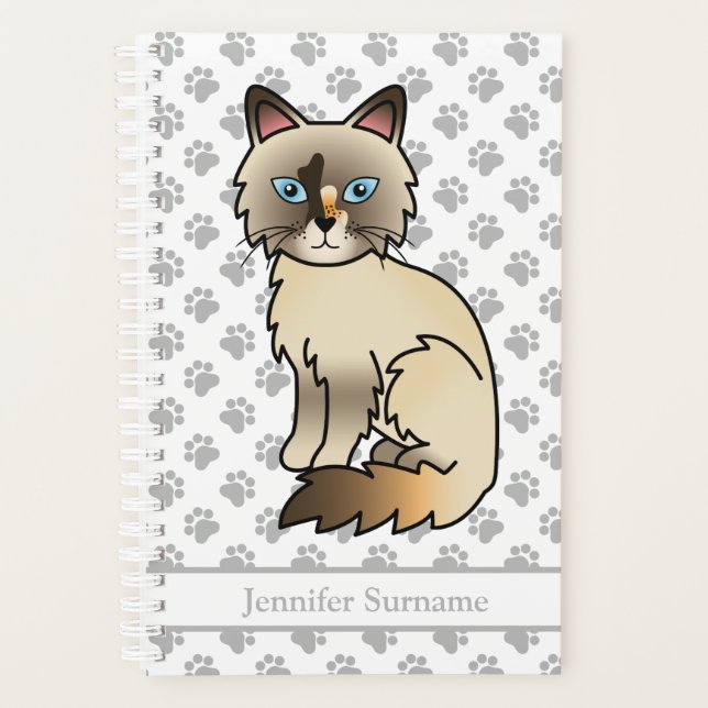 Tortoiseshell Birman / Ragdoll Cat And Paws & Text Planner (Front)