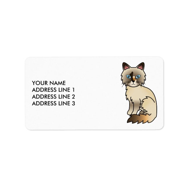 Tortoiseshell Birman / Ragdoll Cat & Custom Text Label (Front)