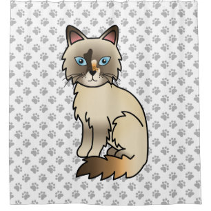 Tortoiseshell Birman / Ragdoll Cat & Paws Shower Curtain