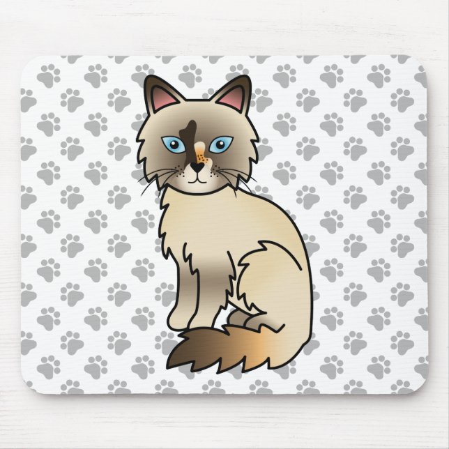 Tortoiseshell Birman / Ragdoll Cute Cat & Paws Mouse Mat (Front)
