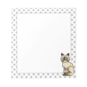 Tortoiseshell Birman / Ragdoll Cute Cat & Paws Notepad