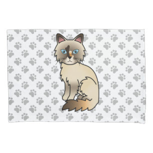 Tortoiseshell Birman / Ragdoll Cute Cat & Paws Pillowcase