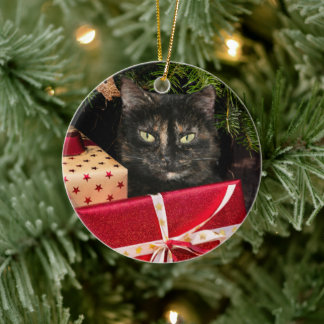 Tortoiseshell cat Christmas Ceramic Tree Decoration