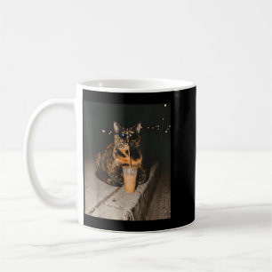 Tortoiseshell Cat Drinking Iced Coffee Funny Cat Mug