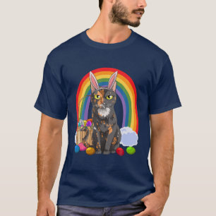 Tortoiseshell Cat Easter Eggs Bunny T-Shirt