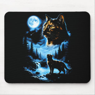 Tortoiseshell cat full moon mystic forest vintage mouse mat