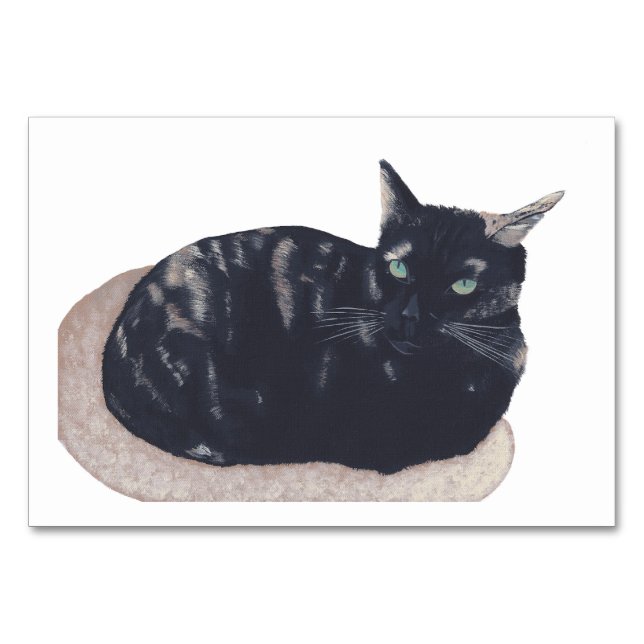 Tortoiseshell Cat Reading Flashcards for Adults Table Number (Front)