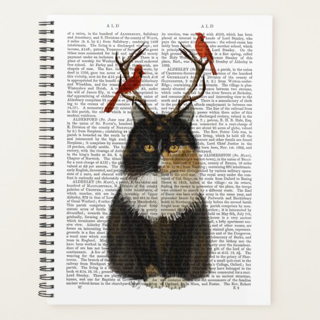 Tortoiseshell Cat with Antlers and Red Birds Planner (Front)