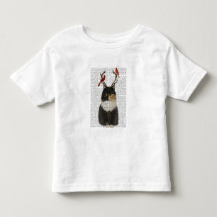 Tortoiseshell Cat with Antlers and Red Birds Toddler T-Shirt