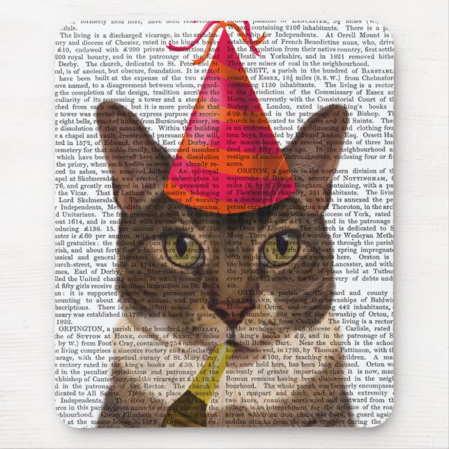 Tortoiseshell Cat with Party Hat Mouse Mat (Front)