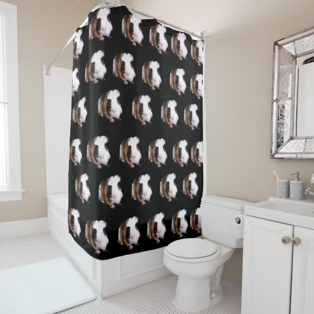 Tortoiseshell Guinea Pig Pattern, Shower Curtain (In Situ)