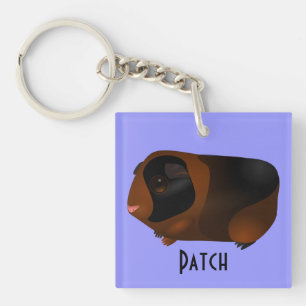 Tortoiseshell Guinea Pig With Name Key Ring