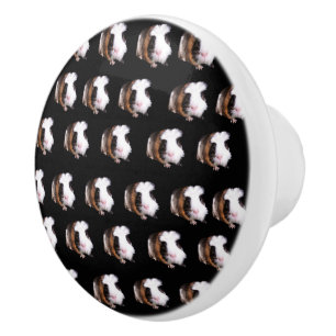 Tortoiseshell Guinea Pigs Ceramic Door Knob. Knob