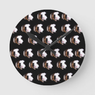 Tortoiseshell Guinea Pigs Medium Wall Clock. Round Clock