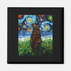 Tortoiseshell Tortie Starry Night Kitty Cat Art By Magnet