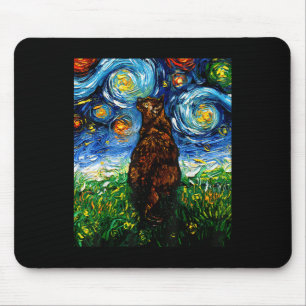 Tortoiseshell Tortie Starry Night Kitty Cat Art By Mouse Mat