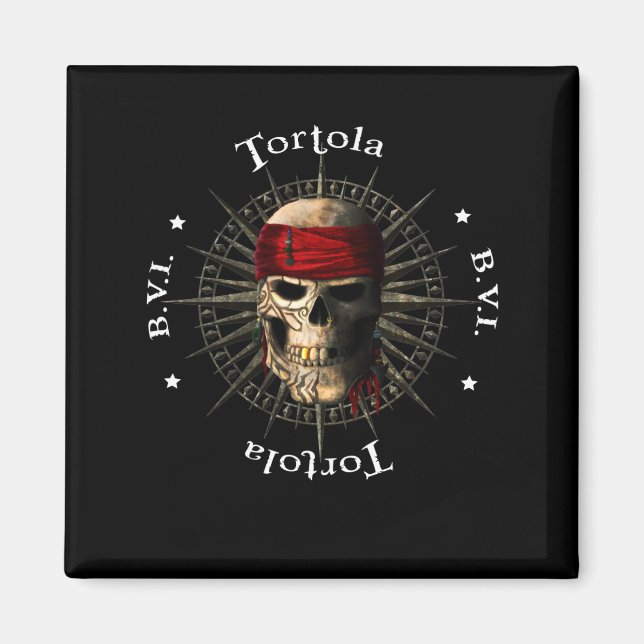 Tortola BVI Pirate Skull Magnet (Front)