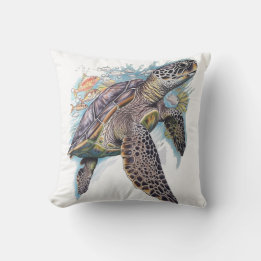 Tortuga de mar multicolor cushion