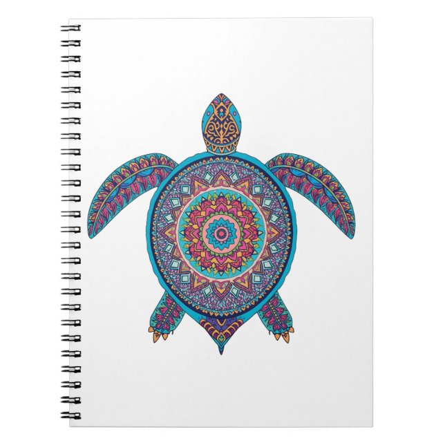 Tortuga Mandala — Calma Colorida Notebook (Front)