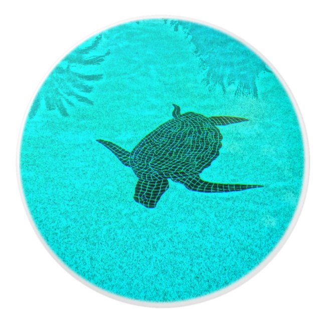 Tortuga Turtle Mosaic on Sanibel Island Florida Ceramic Knob (Front)